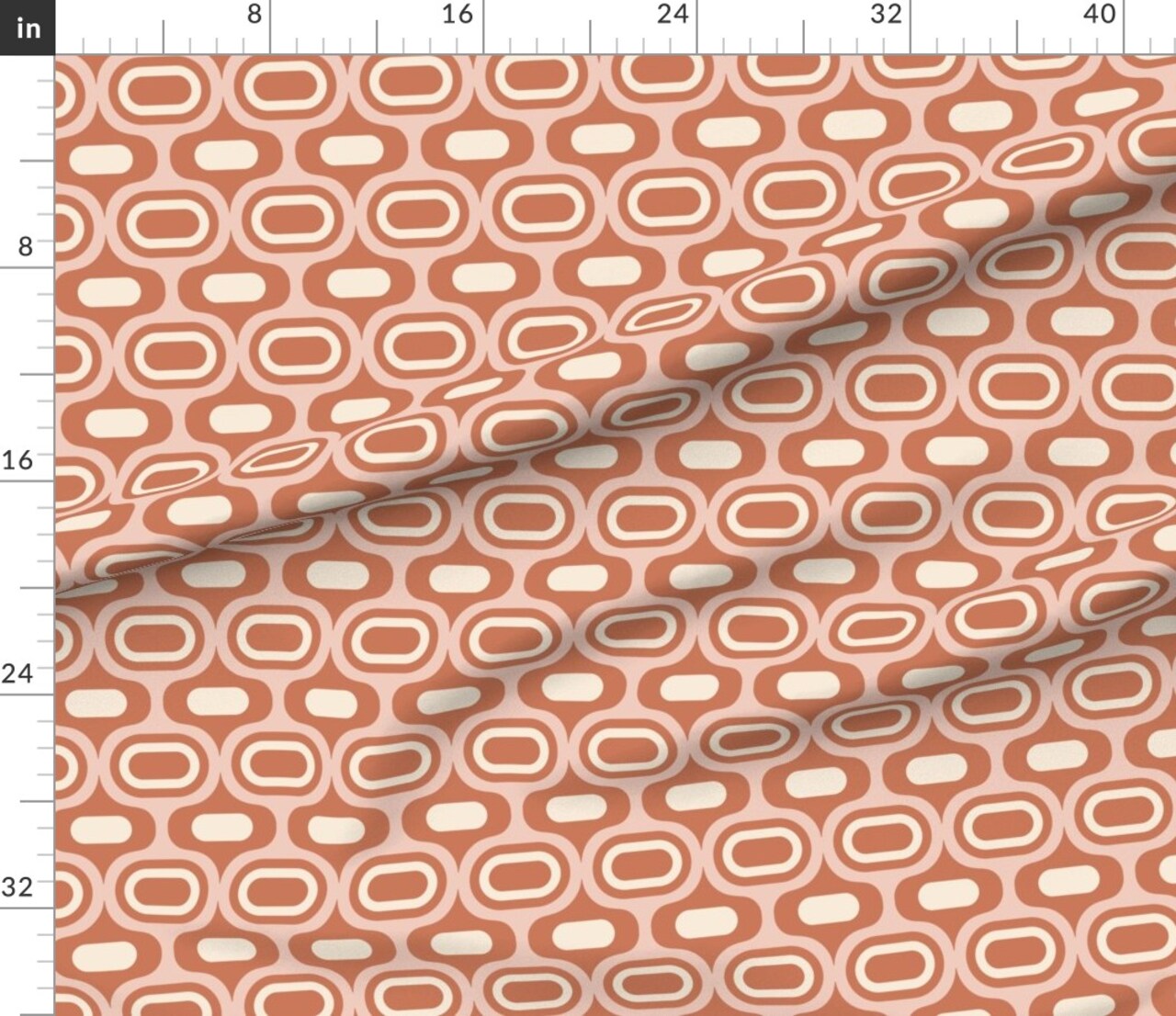 Various Fabrics by the Yard or Fat Quarter Pink Mod Retro 1960S Terracotta Blush Large Scale Custom Printed Fabric by Spoonflower